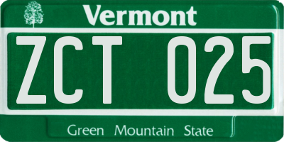 VT license plate ZCT025