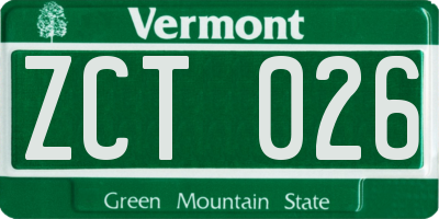 VT license plate ZCT026