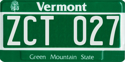 VT license plate ZCT027