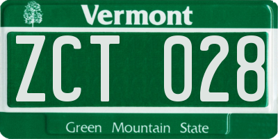 VT license plate ZCT028