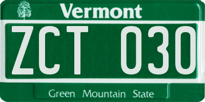 VT license plate ZCT030