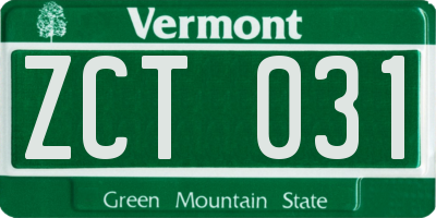VT license plate ZCT031