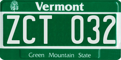 VT license plate ZCT032