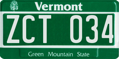 VT license plate ZCT034
