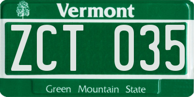 VT license plate ZCT035