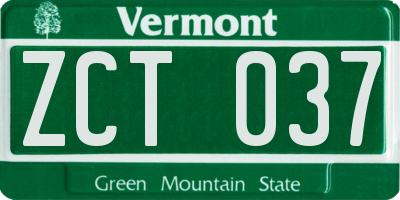 VT license plate ZCT037
