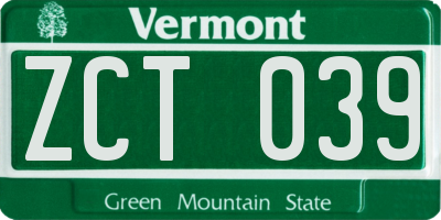 VT license plate ZCT039