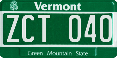 VT license plate ZCT040