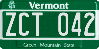 VT license plate ZCT042