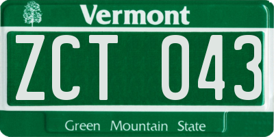 VT license plate ZCT043