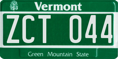 VT license plate ZCT044