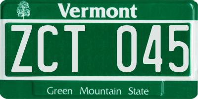 VT license plate ZCT045