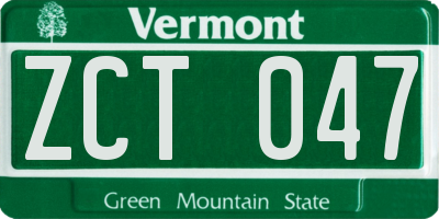 VT license plate ZCT047