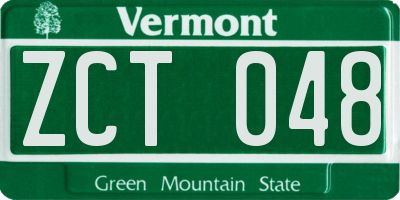 VT license plate ZCT048