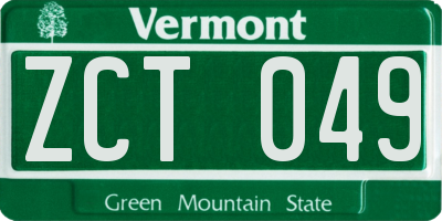 VT license plate ZCT049