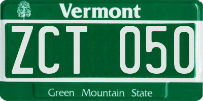 VT license plate ZCT050