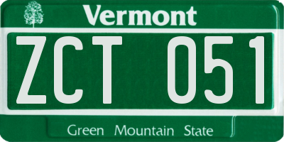 VT license plate ZCT051