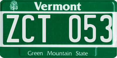 VT license plate ZCT053