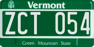 VT license plate ZCT054