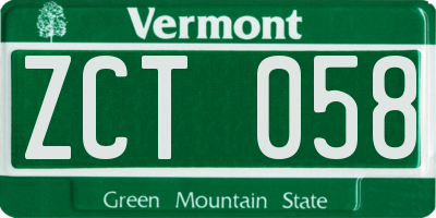 VT license plate ZCT058