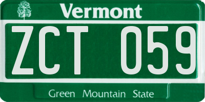 VT license plate ZCT059