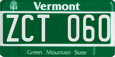 VT license plate ZCT060