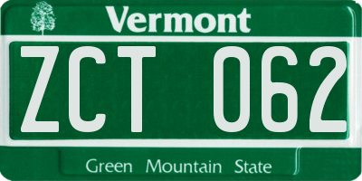 VT license plate ZCT062