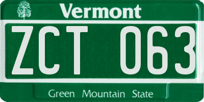 VT license plate ZCT063