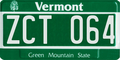 VT license plate ZCT064