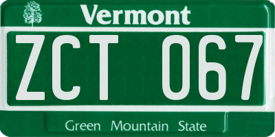 VT license plate ZCT067
