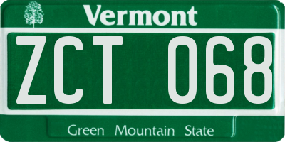 VT license plate ZCT068