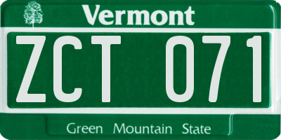 VT license plate ZCT071