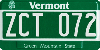 VT license plate ZCT072