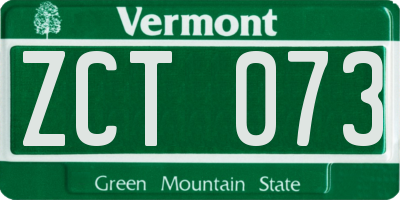 VT license plate ZCT073