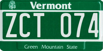VT license plate ZCT074