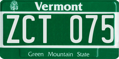 VT license plate ZCT075
