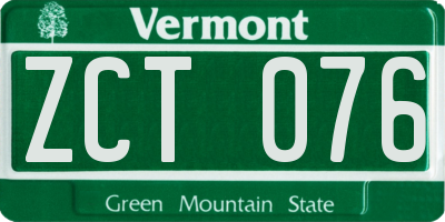 VT license plate ZCT076