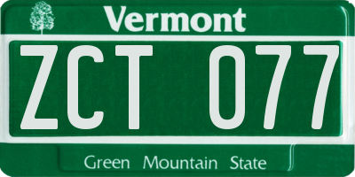 VT license plate ZCT077