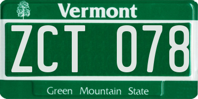VT license plate ZCT078