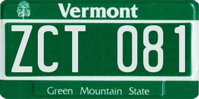 VT license plate ZCT081