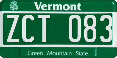VT license plate ZCT083