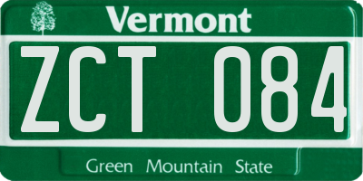 VT license plate ZCT084