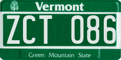 VT license plate ZCT086