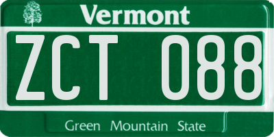 VT license plate ZCT088