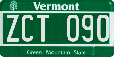 VT license plate ZCT090