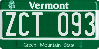 VT license plate ZCT093