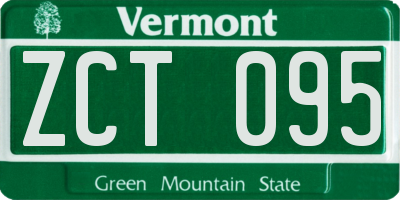 VT license plate ZCT095