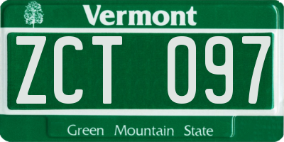 VT license plate ZCT097