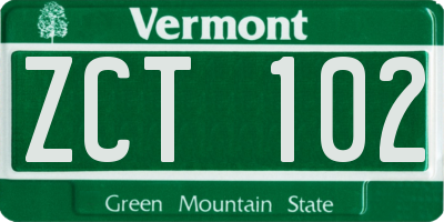 VT license plate ZCT102