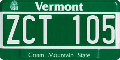 VT license plate ZCT105